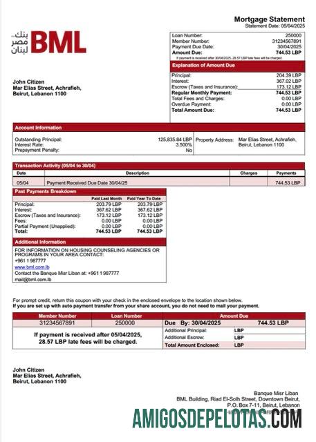 para download Líbano Banque Misr Liban Declaração de hipoteca Word e modelo PDF